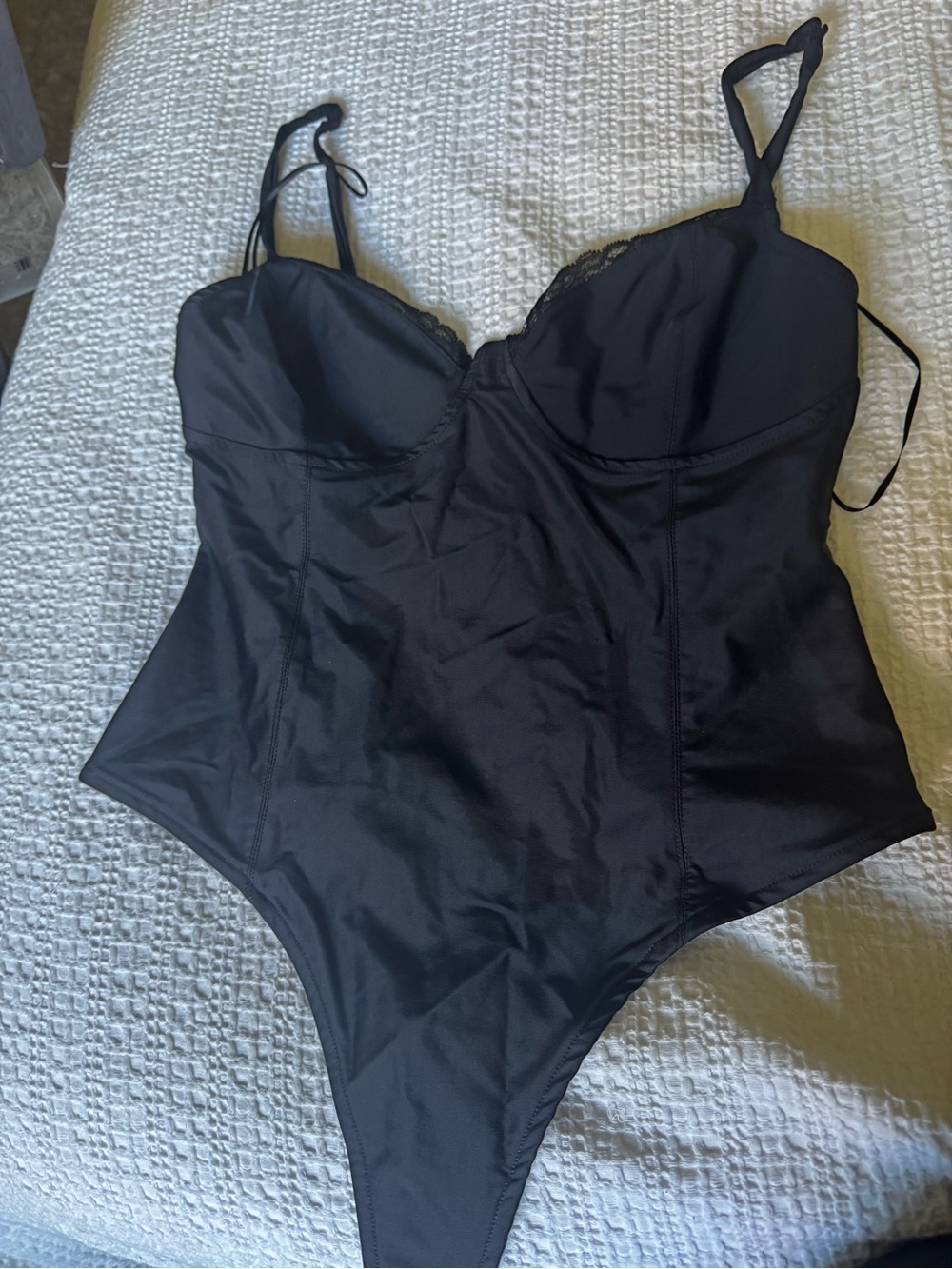 Bershka Black One-Piece Bodysuit with Thin Straps